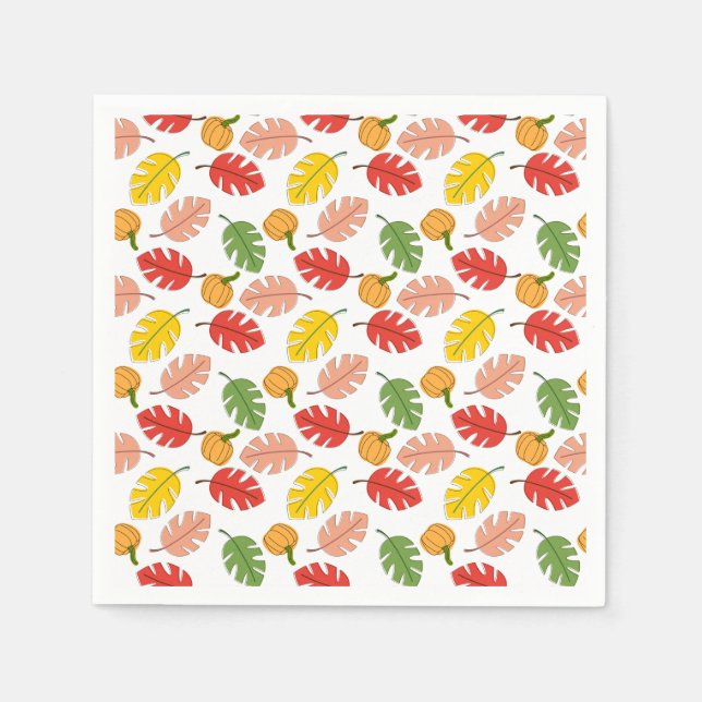 Serviette En Papier Feuille et Citrouille (Devant)