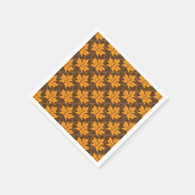 Serviette En Papier Feuille motif d'érable d'automne orange et brun (Coin)