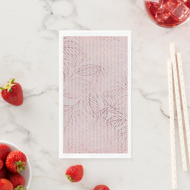 Serviette En Papier "Feuille rose" (En situation)