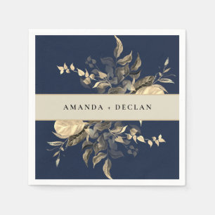 Serviette En Papier Feuille sauvage Blue Floral Mariage