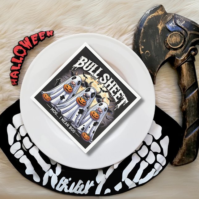 Serviette En Papier Feuille taureaux moo Amusants taureaux Halloween (Bull Sheet moo Funny bulls Halloween Napkins)