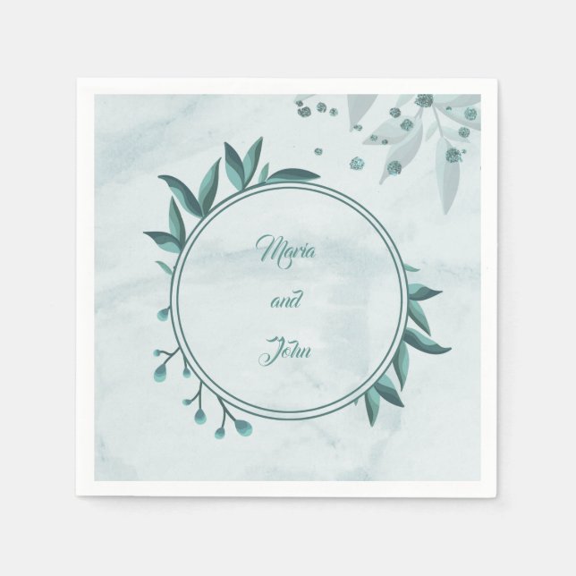 Serviette En Papier feuille turquoise (Devant)