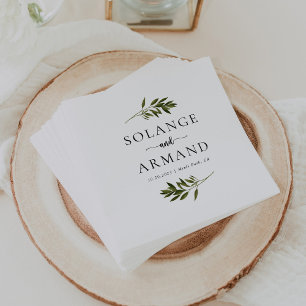 Serviette En Papier Feuille vert botanique Mariage