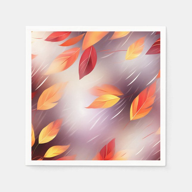 Serviette En Papier Feuilles Abstraites d'automne Botanique (Devant)