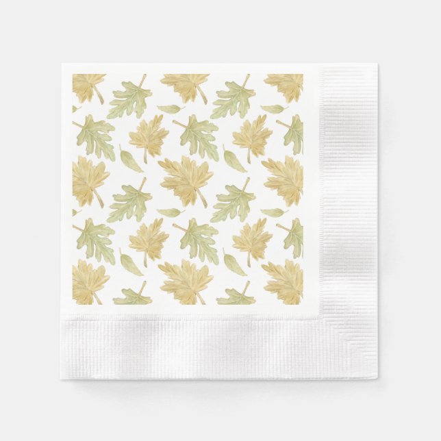 Serviette en papier feuilles aquarelles d'automne (Devant)