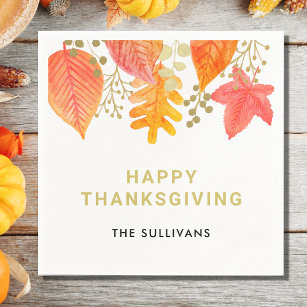 Serviette En Papier Feuilles automnales Thanksgiving personnalisées
