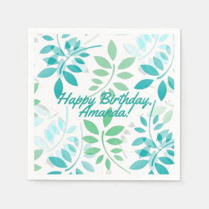 Serviette En Papier Feuilles bleu vert