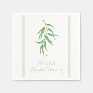 Serviette En Papier Feuilles botaniques d'eucalyptus vert mariage rust