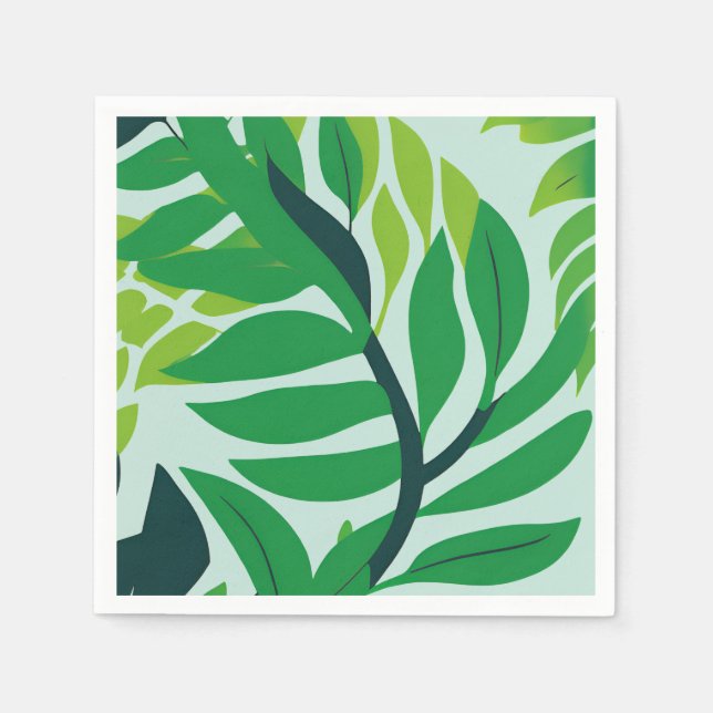 Serviette En Papier Feuilles botaniques vertes (Devant)