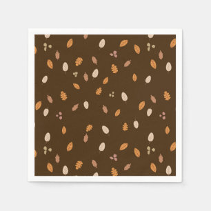 Serviette En Papier Feuilles & Branches Sombre Automne Acornes Brown B
