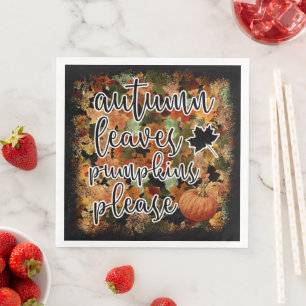 Serviette En Papier Feuilles Citrouilles d'automne modernes