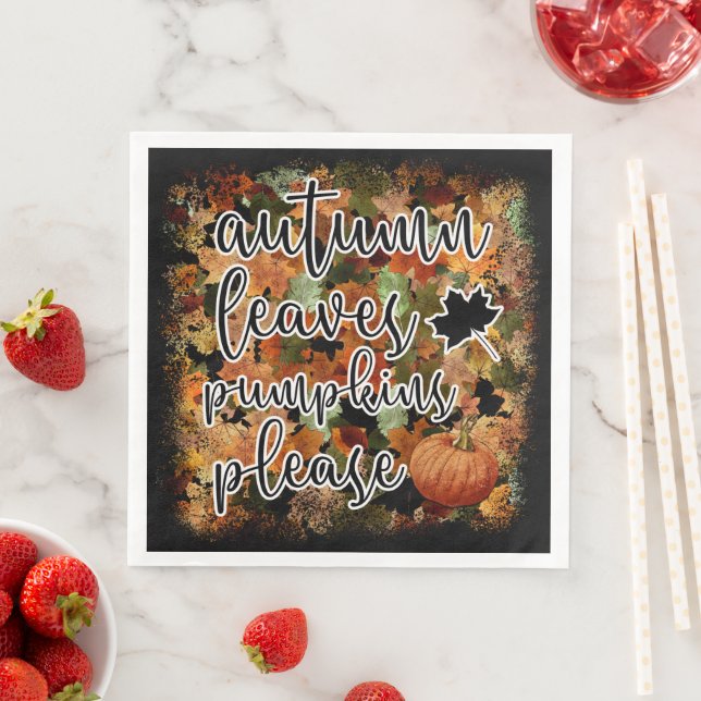 Serviette En Papier Feuilles Citrouilles d'automne modernes (En situation)