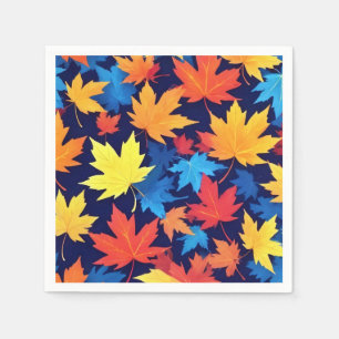 Serviette En Papier Feuilles Colorées D'Automne Sur Arrière - plan Ble