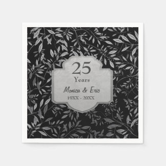 Serviette En Papier Feuilles d'argent sur le 25e anniversaire de Maria