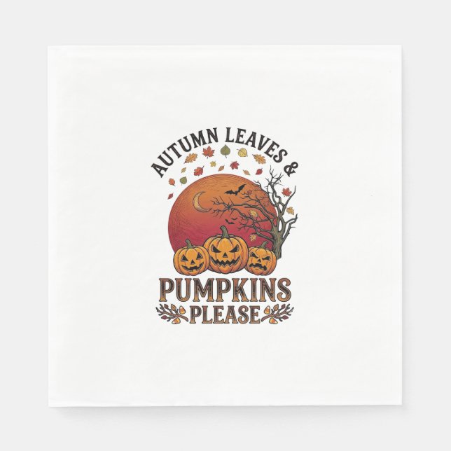 Serviette En Papier Feuilles d'Automne Citrouilles S'il Vous Plaît Hal (Devant)