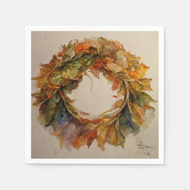 Serviette En Papier Feuilles d'automne classique (Devant)