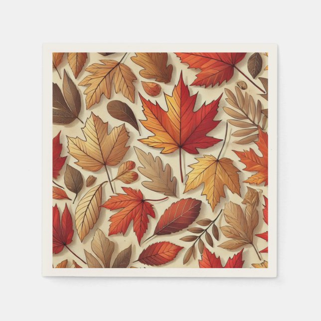 Serviette En Papier feuilles d'automne classiques (Devant)