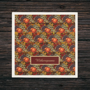 Serviette En Papier Feuilles d'automne classiques et récolte de fruits