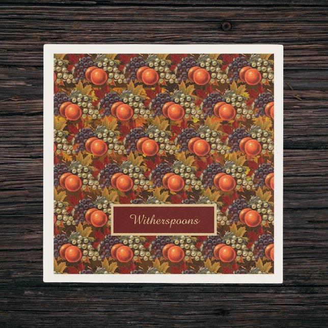 Serviette En Papier Feuilles d'automne classiques et récolte de fruits (Créateur téléchargé)