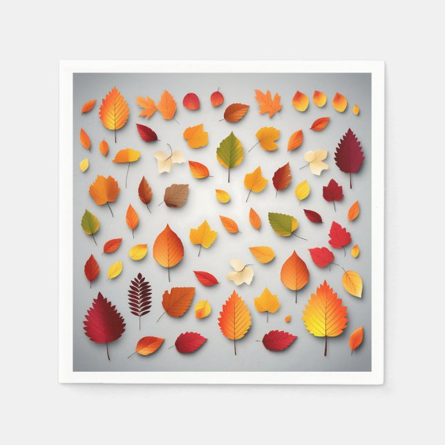 Serviette En Papier Feuilles d'automne colorées (Devant)