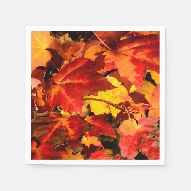 Serviette En Papier Feuilles d'automne colorées, feuille d'érable roug (Devant)