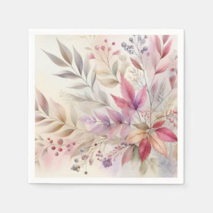Serviette En Papier Feuilles d'automne colorées pastel aquarelle coule