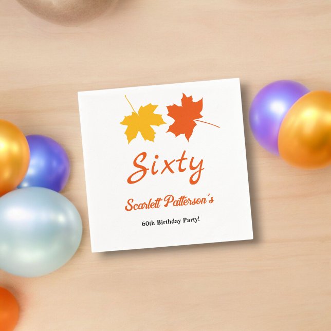 Serviette En Papier Feuilles d'automne élégantes Automne Floral 60e An (Créateur téléchargé)