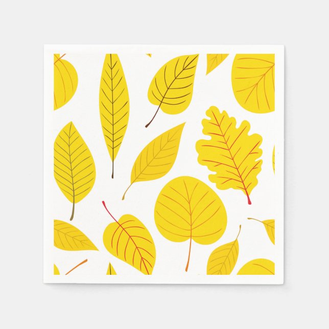 Serviette En Papier Feuilles d'automne en jaune (Devant)