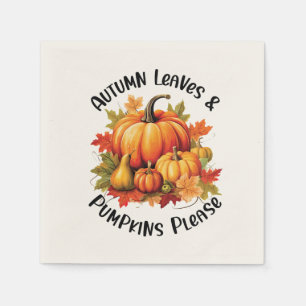Serviette En Papier Feuilles d'automne et Citrouilles s'il vous plaît