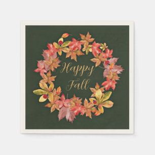 Serviette En Papier Feuilles d'automne et coccinelles avec texte perso