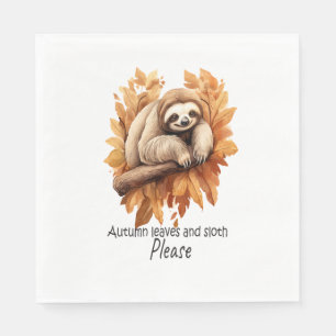 Serviette En Papier Feuilles d'automne et fentes S'il vous plaît