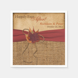 Serviette En Papier Feuilles d'automne, FAUX Burlap Mariage Napkins 2