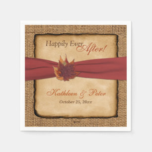 Serviette En Papier Feuilles d'automne, FAUX Burlap Mariage Napkins 3