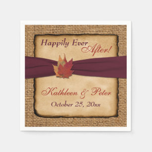 Serviette En Papier Feuilles d'automne, FAUX Burlap Mariage Napkins 6