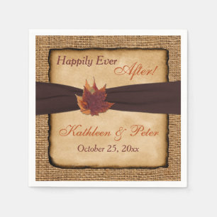 Serviette En Papier Feuilles d'automne, FAUX Burlap Mariage Napkins 8