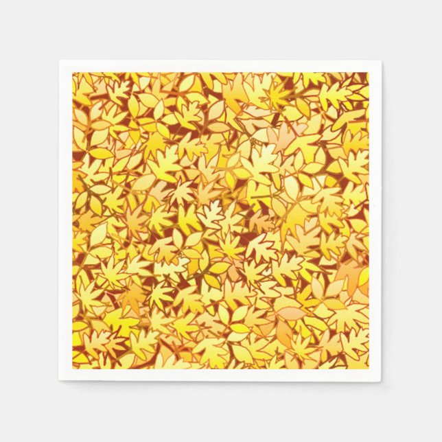 Serviette En Papier Feuilles d'automne, jaune doré (Devant)