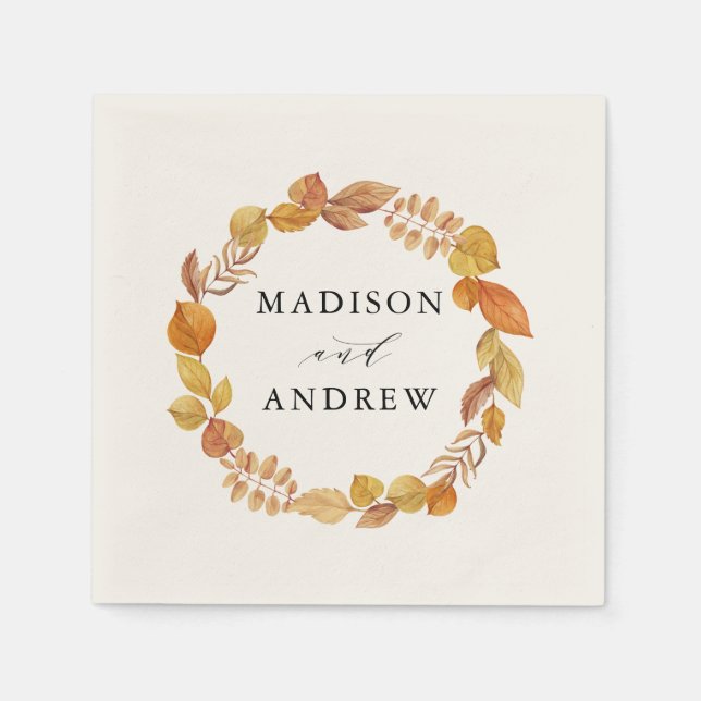 Serviette En Papier Feuilles d'automne | Mariage personnalisé (Devant)