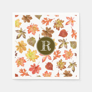 Serviette En Papier Feuilles d'automne monogramme famille motif