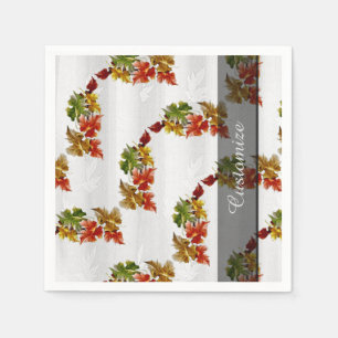 Serviette En Papier Feuilles d'automne Motif blanc serviettes