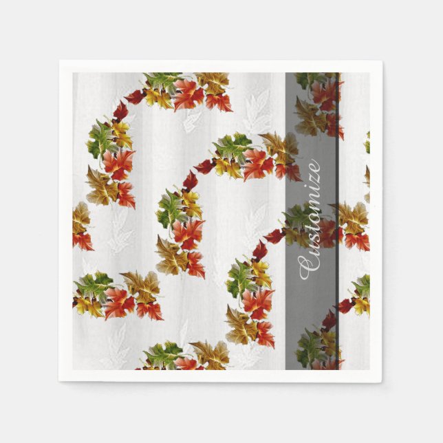 Serviette En Papier Feuilles d'automne Motif blanc serviettes (Devant)