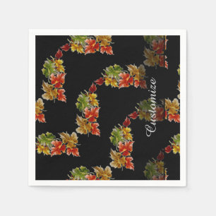 Serviette En Papier Feuilles d'automne Motif noir Napkins