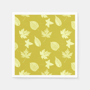 Serviette En Papier Feuilles d'automne - moutarde et jaune clair