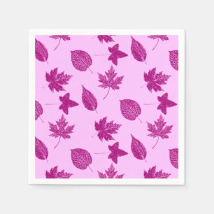 Serviette En Papier Feuilles d'automne - prune et orchidée rose