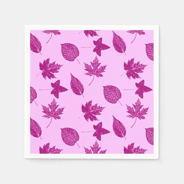 Serviette En Papier Feuilles d'automne - prune et rose orchidée (Devant)