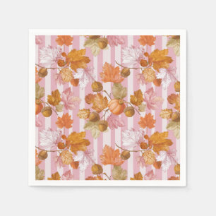 Serviette En Papier Feuilles d'automne rose et Motif d'Acorns - automn