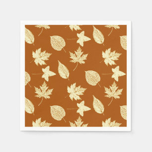 Serviette En Papier Feuilles d'automne - rouille brun et crème