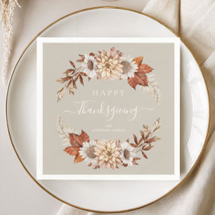 Serviette En Papier Feuilles d'automne Taupe Rustique Bonne Action de 