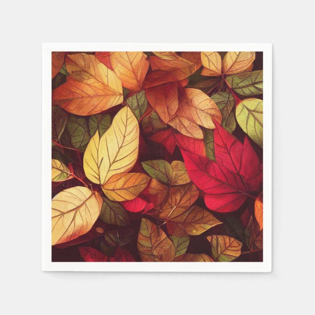 Serviette En Papier Feuilles d'automne vibrantes (Devant)