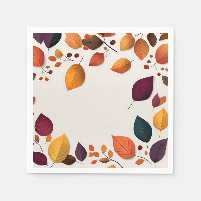 Serviette En Papier Feuilles d'automne vibrantes (Devant)