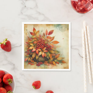 Serviette En Papier Feuilles d'automne vintage aquarelle couleurs auto